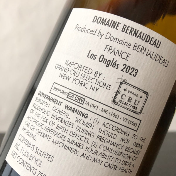 2023 Domaine Stephane Bernaudeau, VDF Blanc Les Ongles, Loire, France