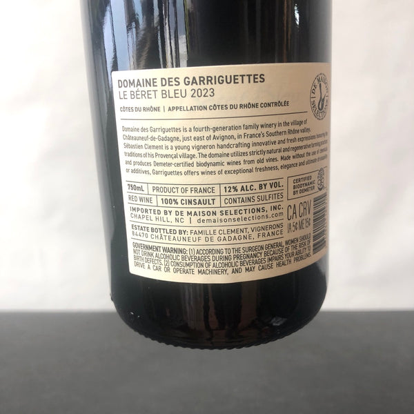 2023 Domaine des Garriguettes 'Le Beret Bleu' (Cinsault) Cotes du Rhone, France