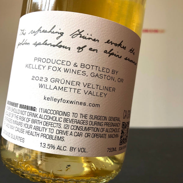 2023 Kelley Fox Wines Willamette Valley Gruner Veltliner, Oregon, USA