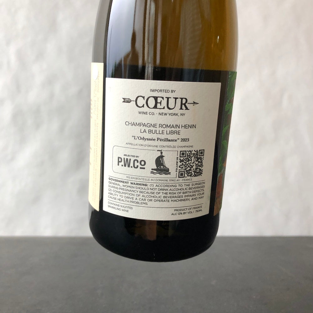 2023 Romain Henin La Bulle Libre L'Odyssee Petillante Chapitre II Brut Nature Champagne, France