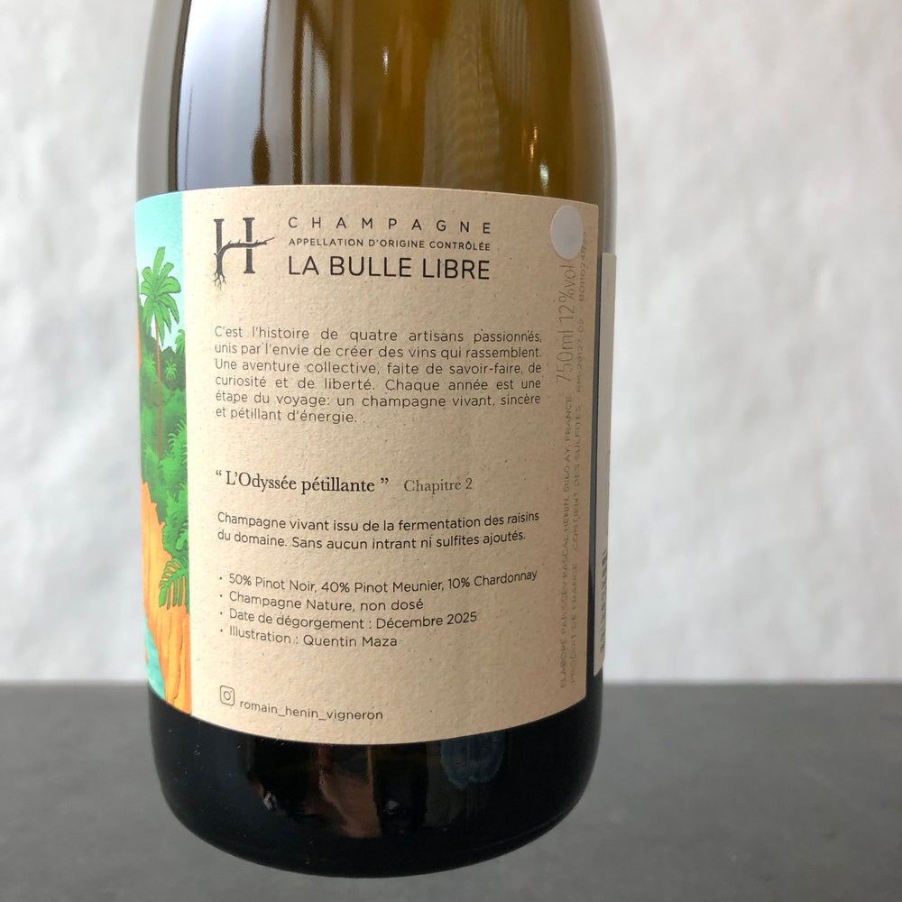 2023 Romain Henin La Bulle Libre L'Odyssee Petillante Chapitre II Brut Nature Champagne, France