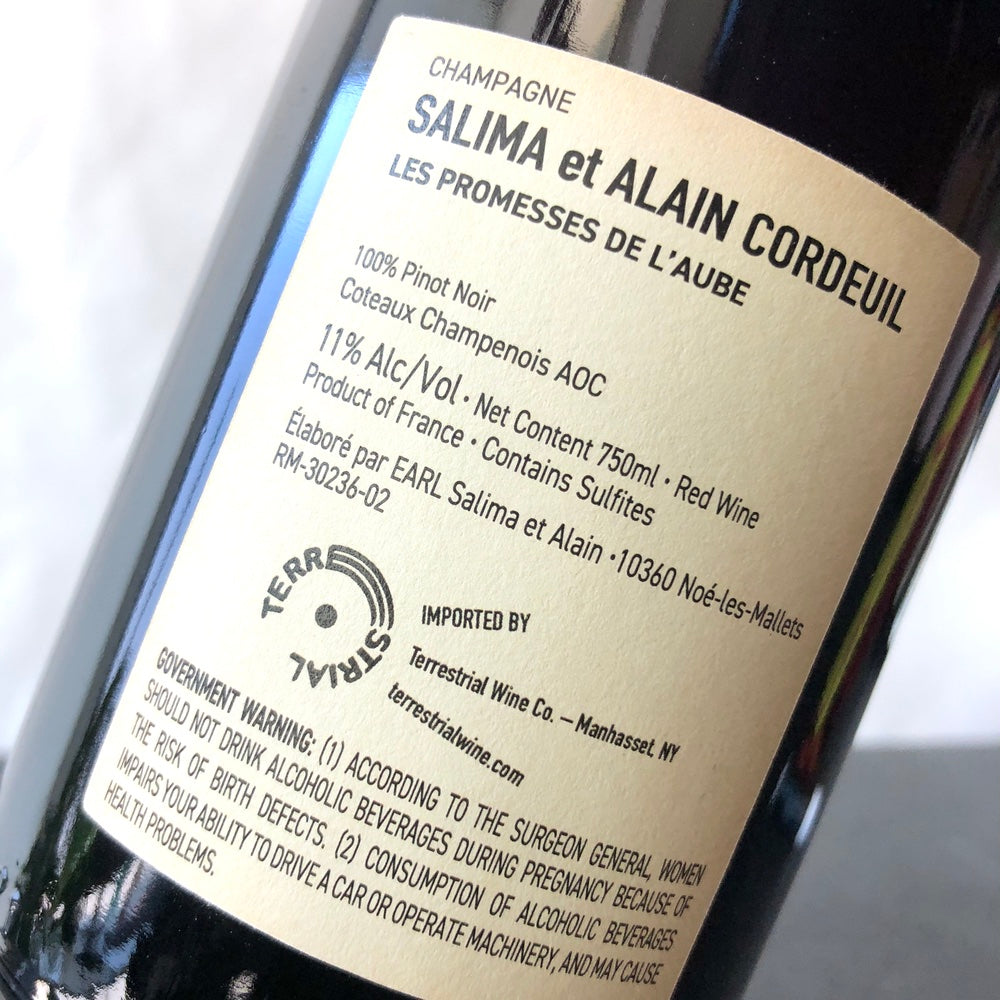 2023 Salima et Alain Cordeuil 'Les Promesses de L'Aube' Coteaux Champenois Rouge, Champagne, France