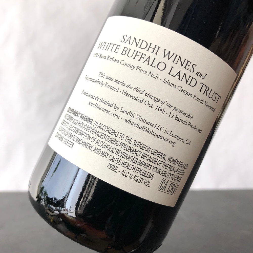 2023 Sandhi Pinot Noir 'White Buffalo Land Trust', Santa Barbara County, USA
