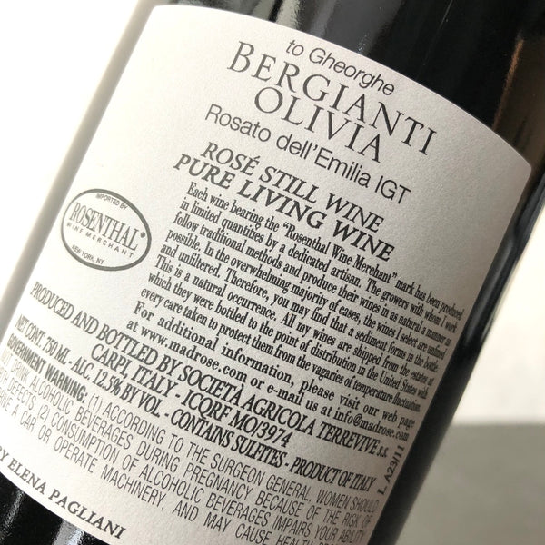 2023 Terrevive ‘Olivia’ Rosato dell’Emilia IGT Fermo, Emilia-Romagna, Italy