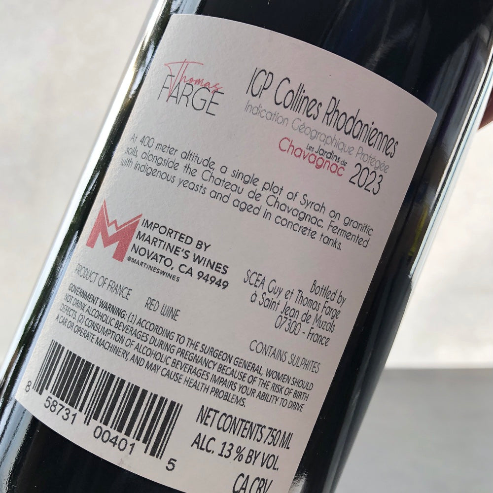 2023 Thomas Farge Les Jardins de Chavagnac Rouge IGP Collines Rhodaniennes, France