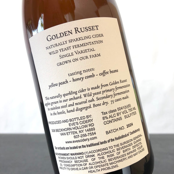 2024  Eve's Cidery  'Golden Russet' Dry Sparkling Cider, New York