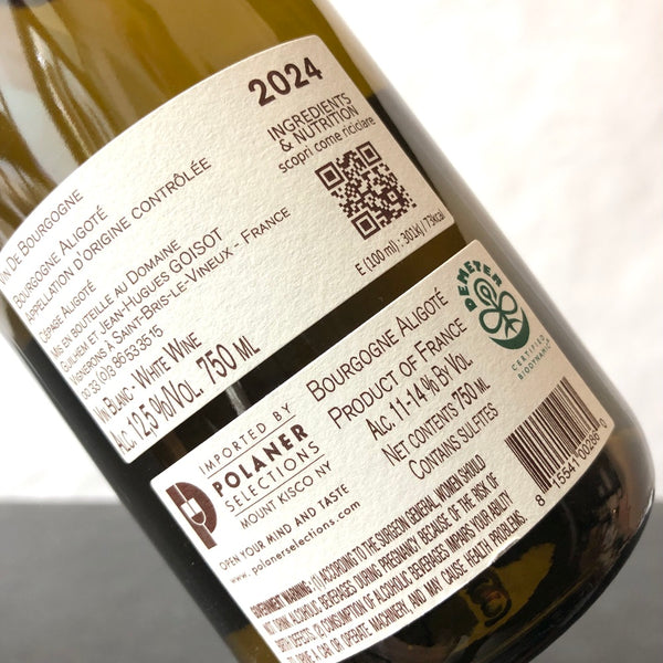2024 Guilhem & Jean-Hugues Goisot Bourgogne Aligote, Burgundy, France