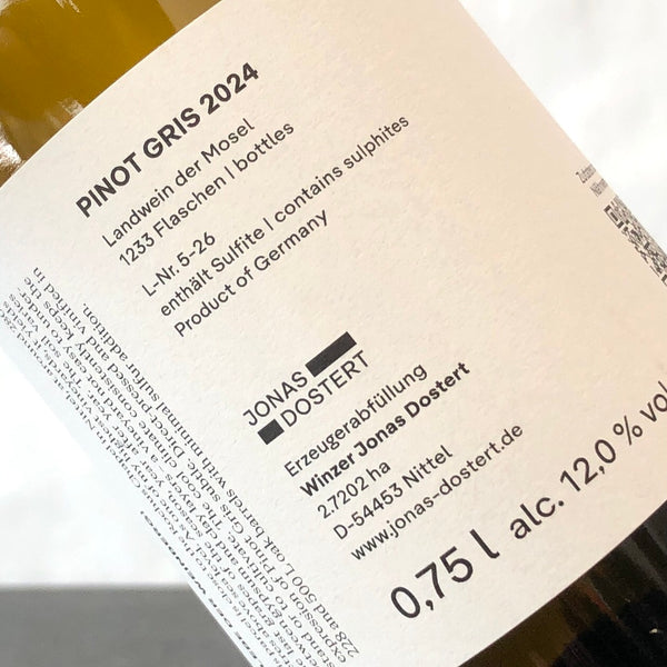 2024 Jonas Dostert Pinot Gris, Mosel, Germany