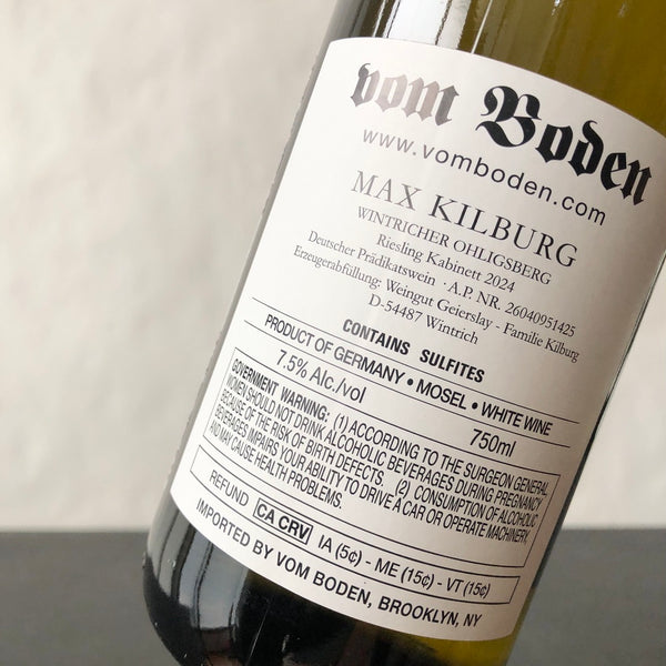 2024 Max Kilburg Ohligsberg Riesling Kabinett, Mosel, Germany