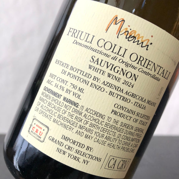2024 Miani Sauvignon Blanc Colli Orientali del Friuli, Friuli-Venezia Giulia, Italy