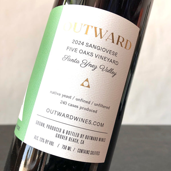 2024 Outward Five Oaks Vineyard Sangiovese  Santa Ynez Valley, USA