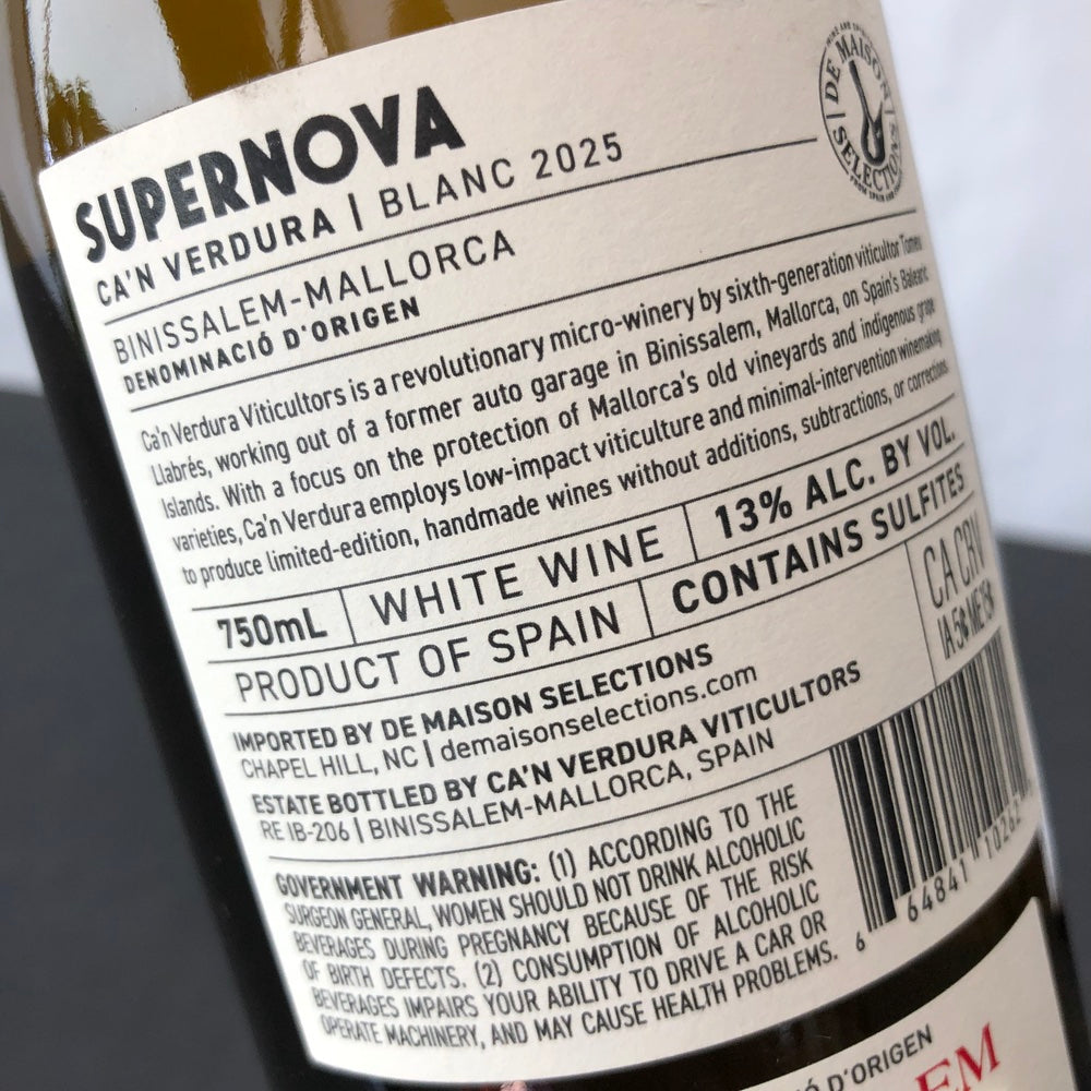 2025 Ca'n Verdura Vins Supernova Blanc Binissalem-Mallorca, Spain