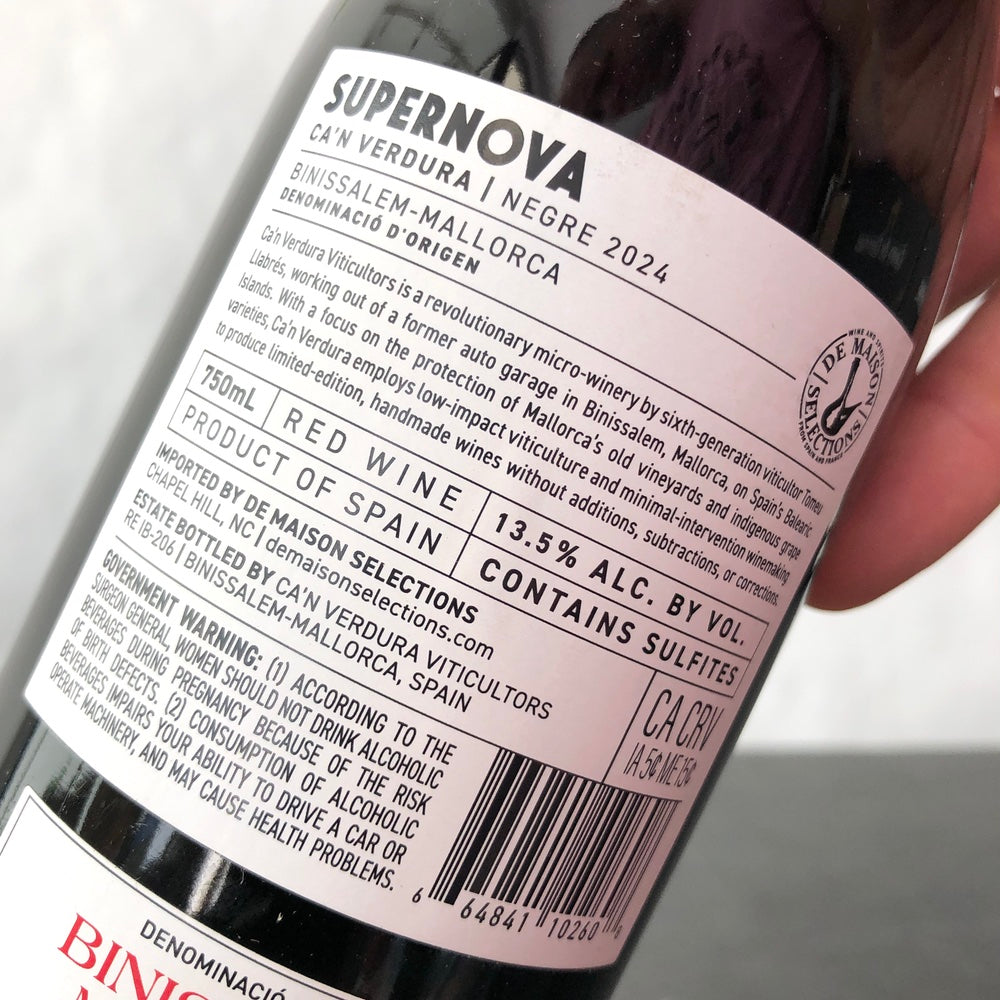 2025 Ca'n Verdura Vins Supernova Negre Binissalem-Mallorca, Spain