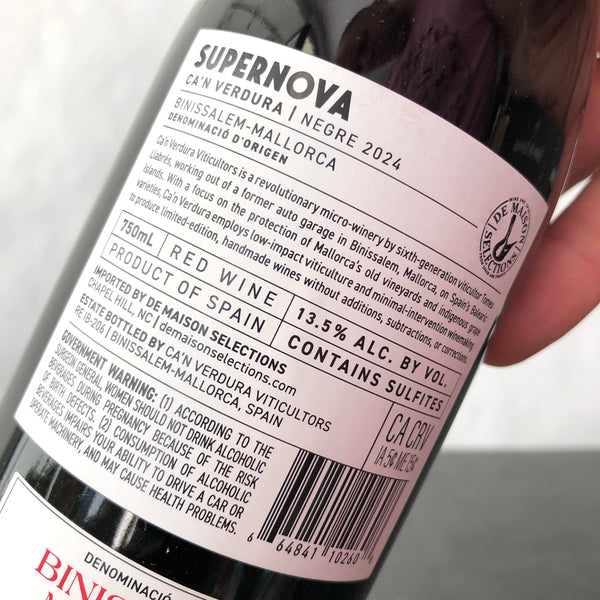 2025 Ca'n Verdura Vins Supernova Negre Binissalem-Mallorca, Spain