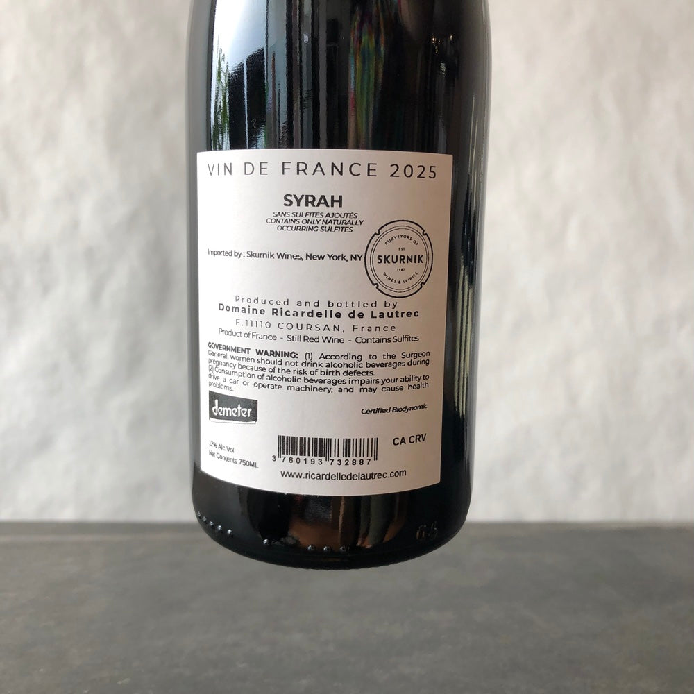 2025 Domaine Ricardelle de Lautrec 'Nature' Syrah, IGP Pays d'Oc, France