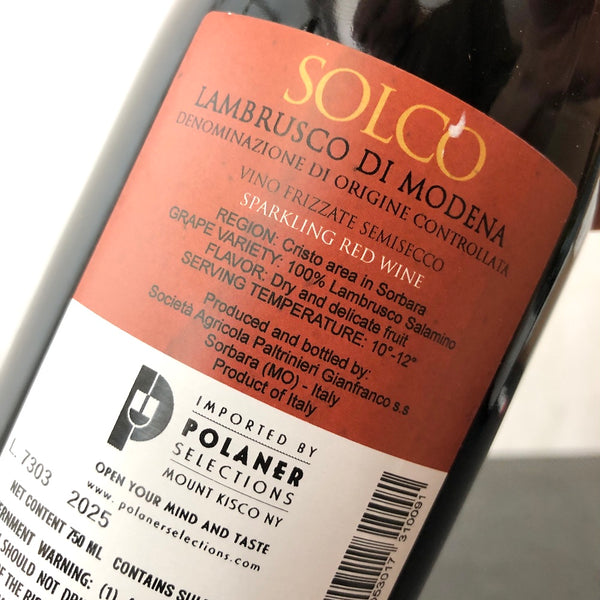 2025 Paltrinieri 'Solco' Semi-secco Frizzante Lambrusco dell'Emilia IGT Emilia-Romagna, Italy