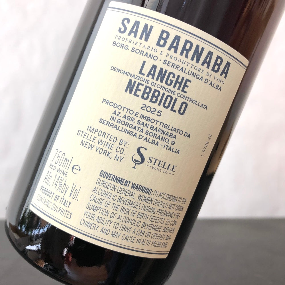 2025 San Barnaba Langhe Nebbiolo, Piedmont, Italy