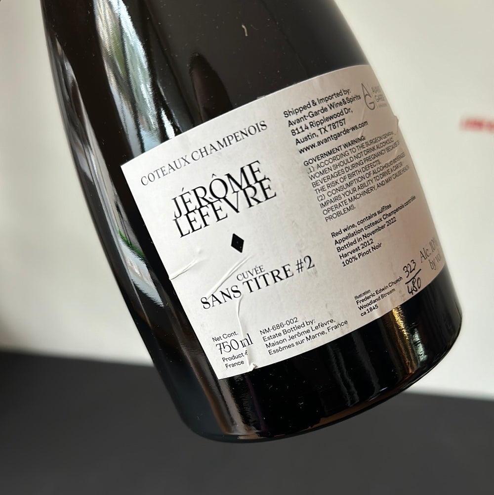 2012 Jerome Lefevre Coteaux Champenois 'Sans Titre 2', Champagne, France