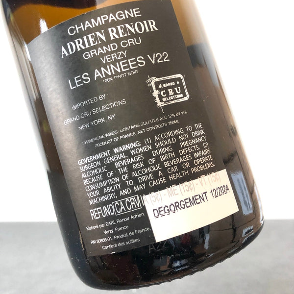 Adrien Renoir 'Les Annees' Solera Grand Cru Pinot Noir, Champagne, France