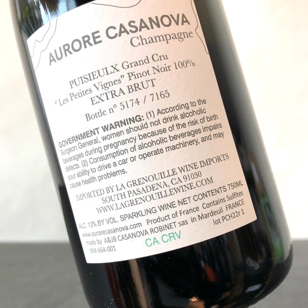 Aurore Casanova Puisieulx Grand Cru 'Les Petites Vignes' Pinot Noir Extra Brut, Champagne, France (B22)