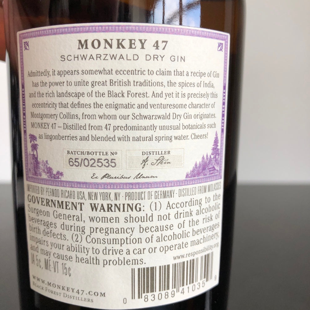 Black Forest Distillers Monkey 47 Schwarzwald Dry Gin, Germany
