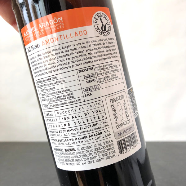 Bodega Manuel Aragon  'El Neto' Amontillado Sherry, Andalucia, Spain