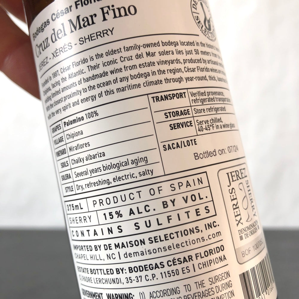Bodegas Cesar Florido Cruz Del Mar Fino Sherry, Andalucia, Spain 375ML
