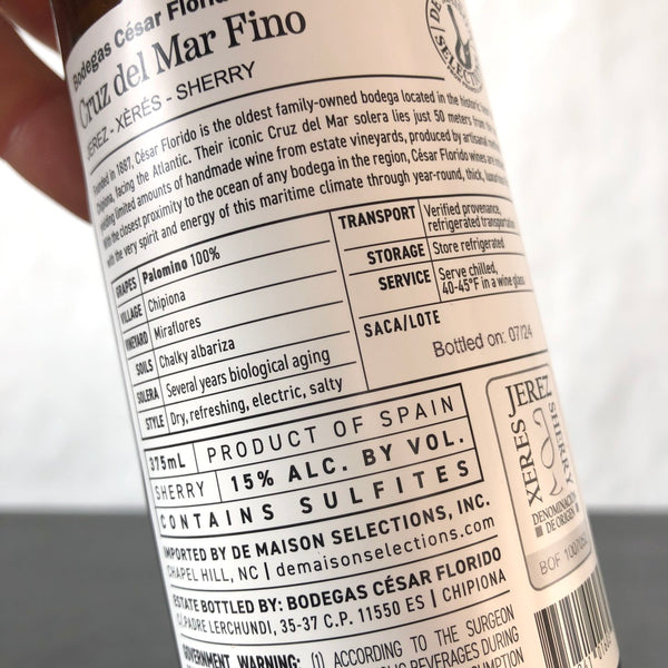 Bodegas Cesar Florido Cruz Del Mar Fino Sherry, Andalucia, Spain 375ML