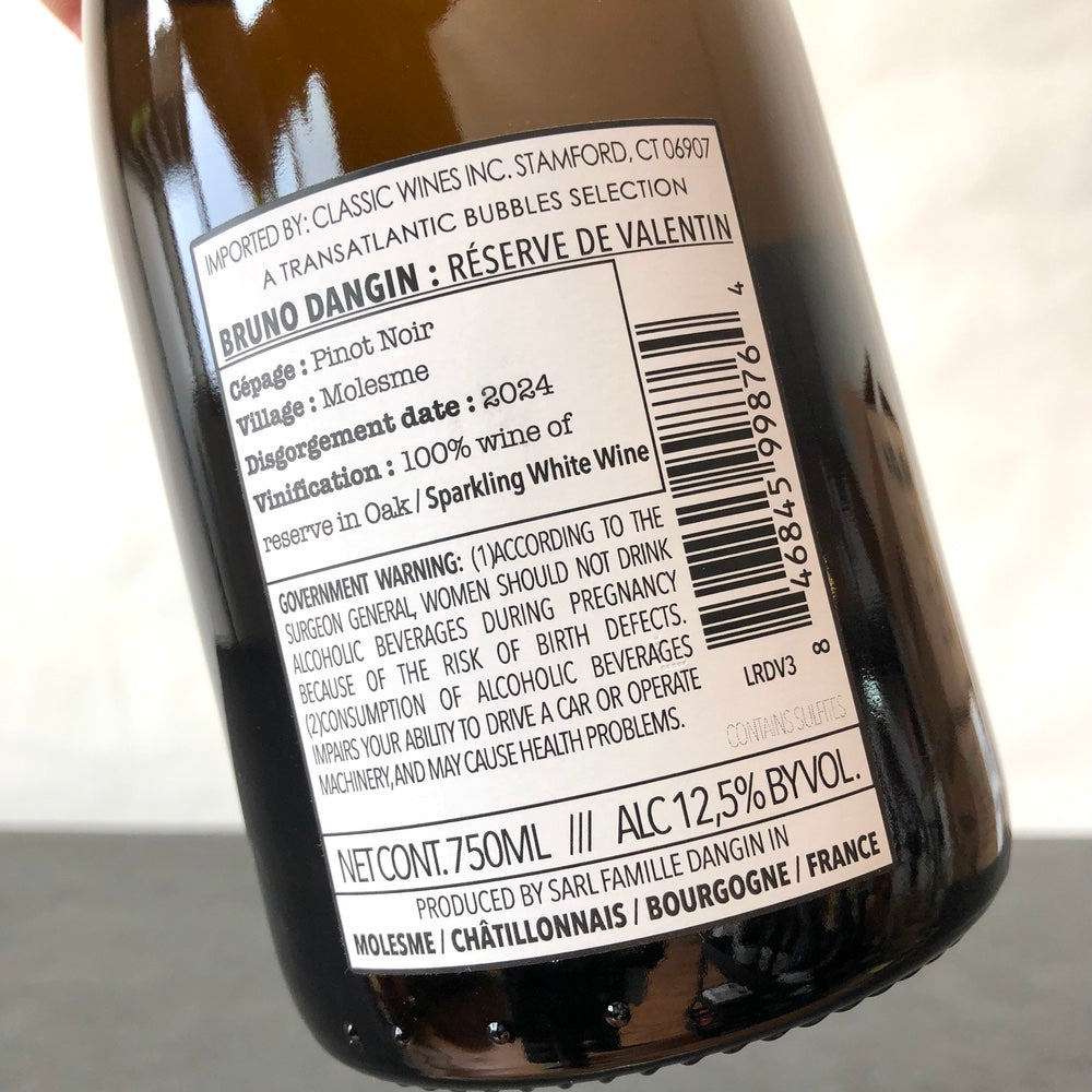 Bruno Dangin Cremant de Bourgogne Reserve de Valentin Brut Nature, Burgundy, France (NV)