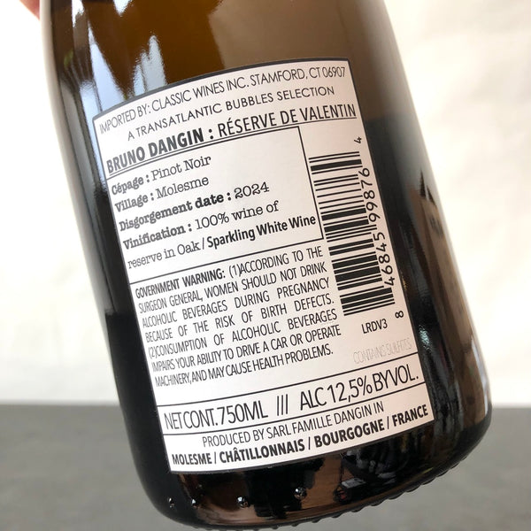 Bruno Dangin Cremant de Bourgogne Reserve de Valentin Brut Nature, Burgundy, France (NV)