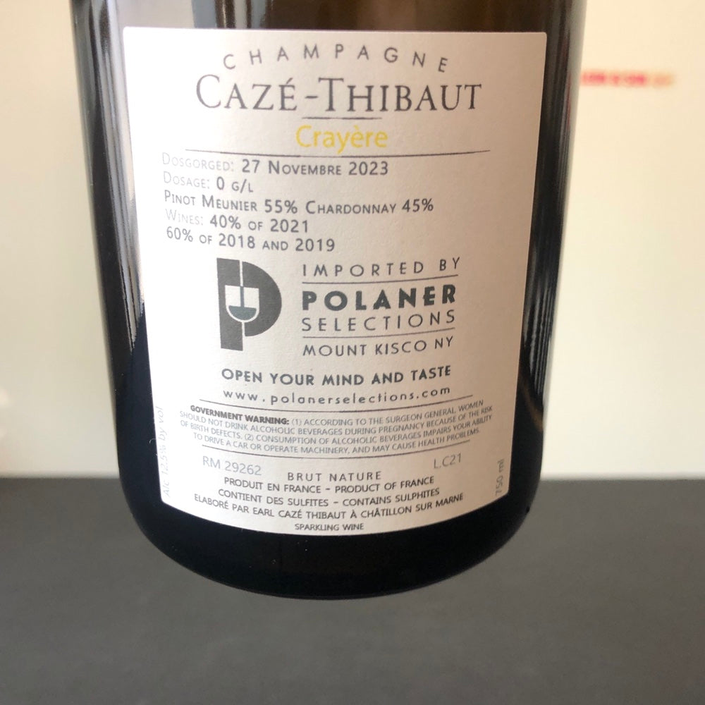 Caze-Thibaut 'Crayere' Brut Nature, Champagne, France (2021)