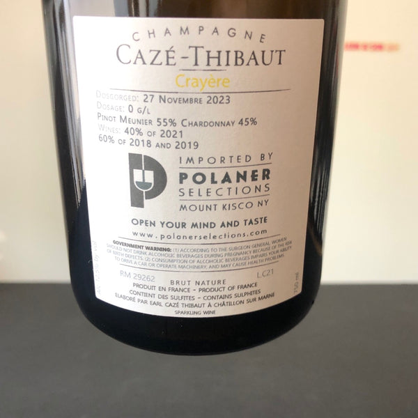 Caze-Thibaut 'Crayere' Brut Nature, Champagne, France (2021)