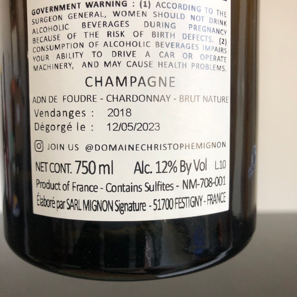 Christophe Mignon ADN de Foudre Chardonnay Brut Nature [2018] Champagne, France