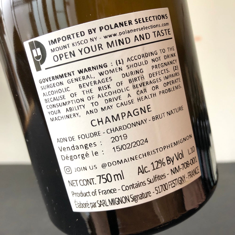 Christophe Mignon ADN de Foudre Chardonnay Brut Nature [2019] Champagne, France