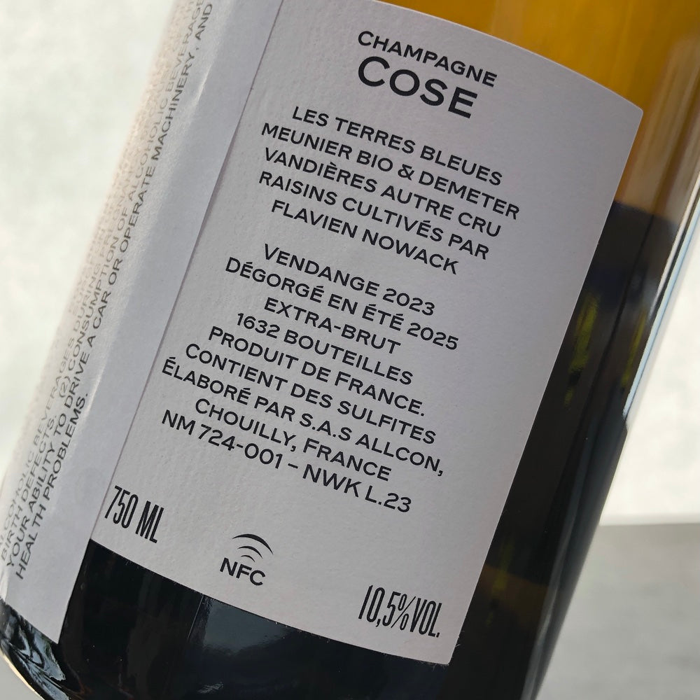 Cose VDR 'Les Terres Bleues' Extra Brut, Champagne, France [2023]