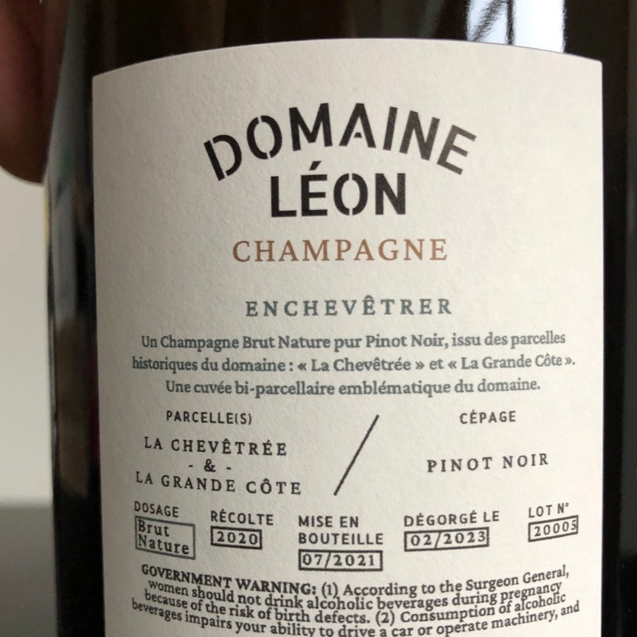 France Zero, Champagne, Spirits Wine Noir Pinot & ( Domaine and Dosage Son \'Enchevetrer\' – Leon Leon
