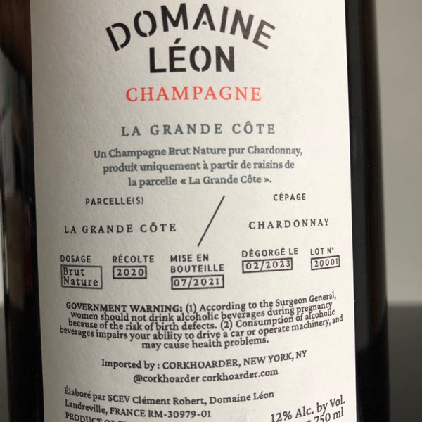 Domaine Leon 'La Grande Cote', Champagne, France (2020)