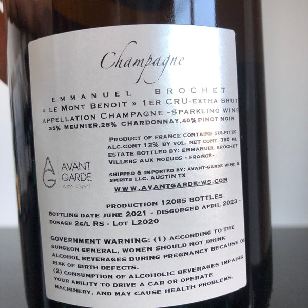 Emmanuel Brochet Le Mont Benoit Premier Cru Extra Brut Champagne, France (R20)
