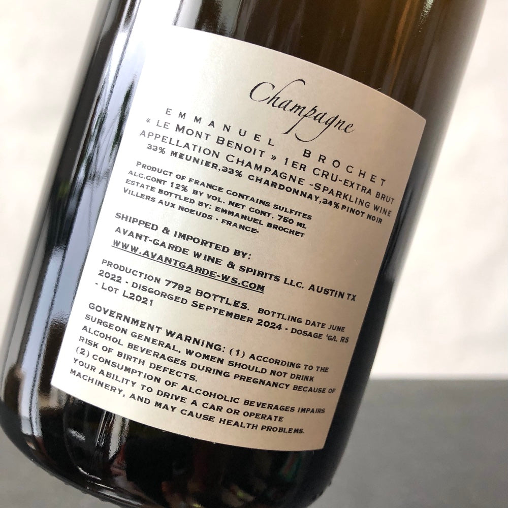 Emmanuel Brochet Le Mont Benoit Premier Cru Extra Brut Champagne, France (R21)