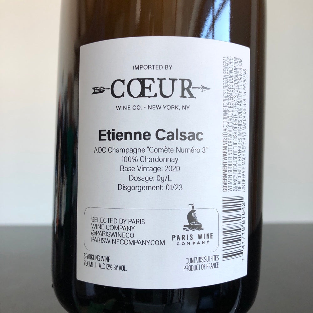 Etienne Calsac Cuvee Projet Comete Blanc de Blancs 1er Cru Brut Nature n3, Champagne, France