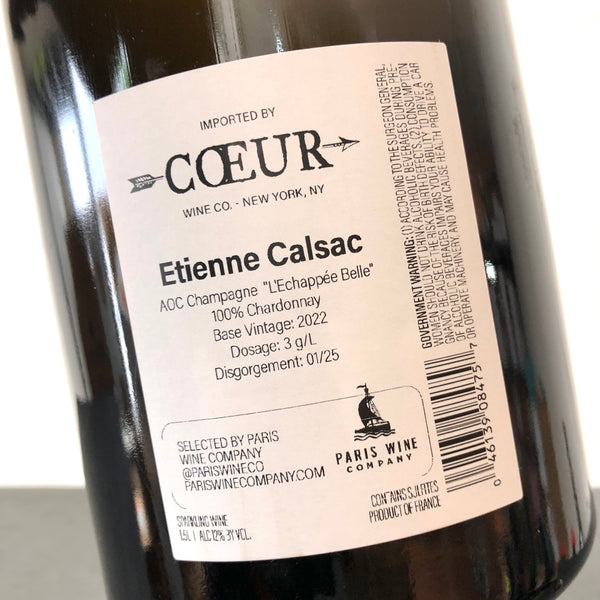 Etienne Calsac Echappee Belle Blanc de Blancs, Champagne, France 1.5L Magnum