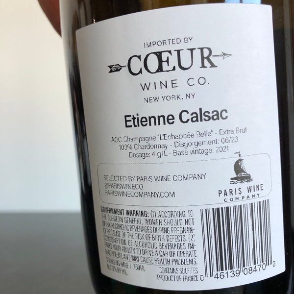 Etienne Calsac L'Echapee Belle Blanc de Blancs Extra-Brut, Champagne, France