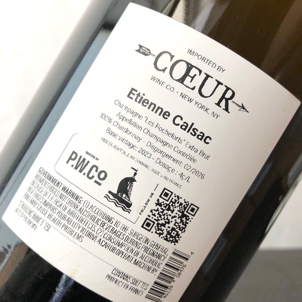 Etienne Calsac 'Les Rocheforts' Blanc de Blancs Premier Cru Extra Brut Champagne, France [b23] 1.5L Magnum