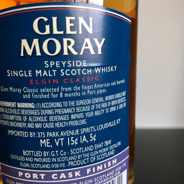 Glen Moray Elgin Classic Port Cask Finish Single Malt Scotch Whisky Speyside, Scotland
