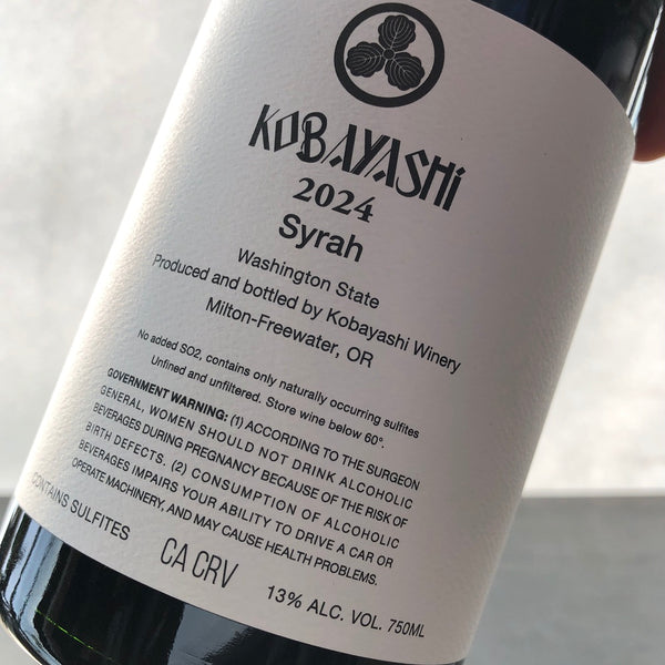 2024 Kobayashi Syrah Sans Soufre, Washington, USA