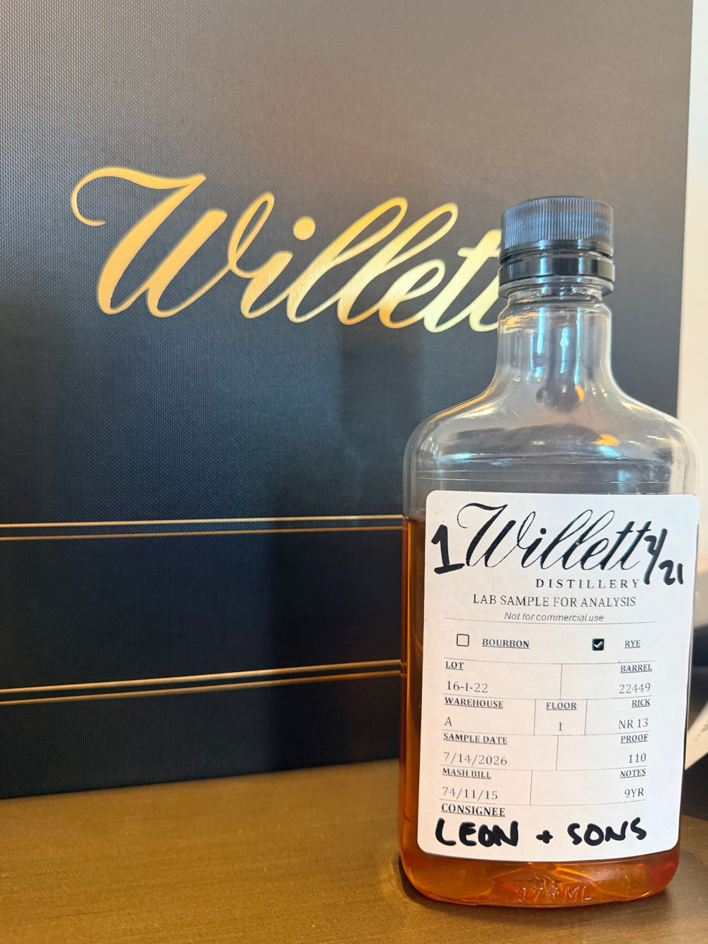 Willett Single Barrel 'Leon & Son' Straight Rye Whiskey 9 Year #2449, Kentucky, USA