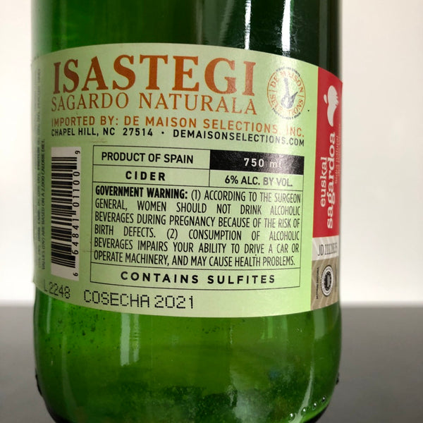 Isastegi Sagardo Naturala Natural Cider Pais Vasco, Spain