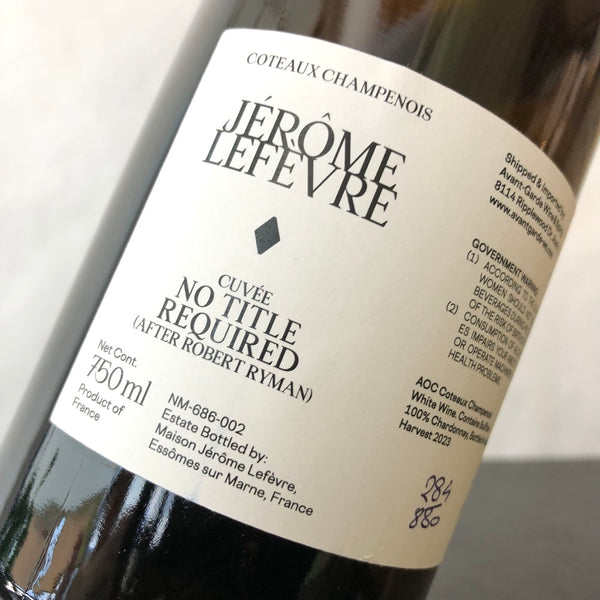 Jerome Lefevre Coteaux Champenois Blanc 'No Title Required ', Champagne, France 2023