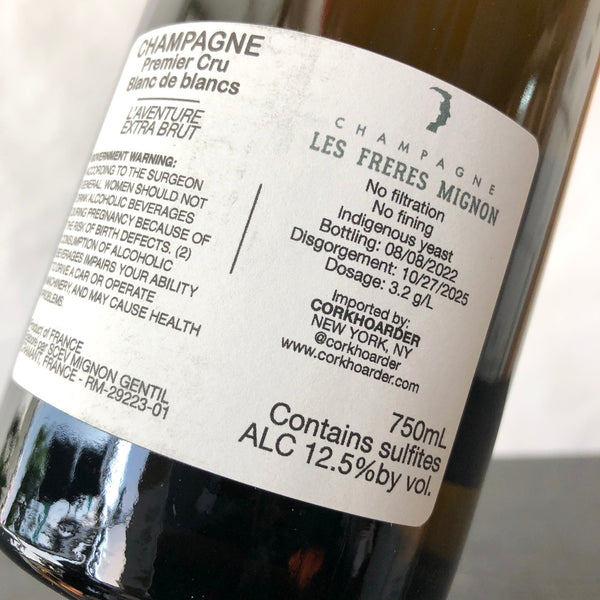 Les Freres Mignon L'Aventure Blanc de Blancs Premier Cru Extra Brut, Champagne, France B21