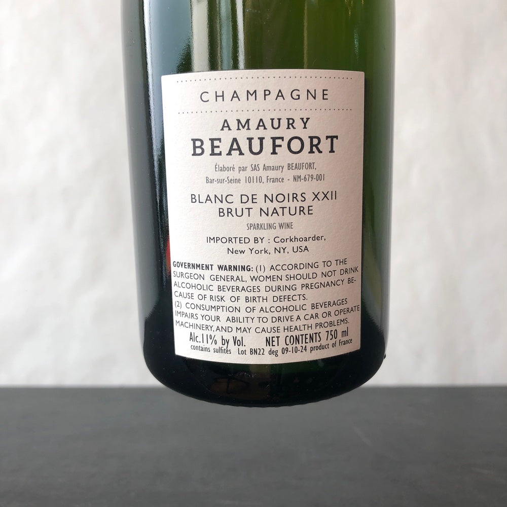 NV Amaury Beaufort Blanc de Noirs XXII Brut Nature, Champagne, France